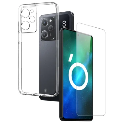 NORTHJO For Xiaomi Poco X5 Pro 5G / Redmi Note 12 Pro Speed 5G 2-in-1 Shockproof Protective TPU Phone Cover + HD Tempered Glass Screen Protector - Transparent