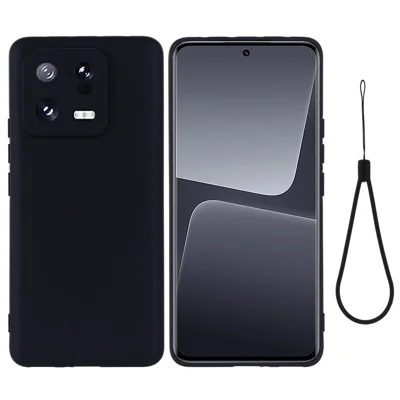 Para Xiaomi 13 Pro 5G Estuche de Silicona Líquida Resistente a Golpes Funda Protectora de Teléfono Celular con Correa - Negro