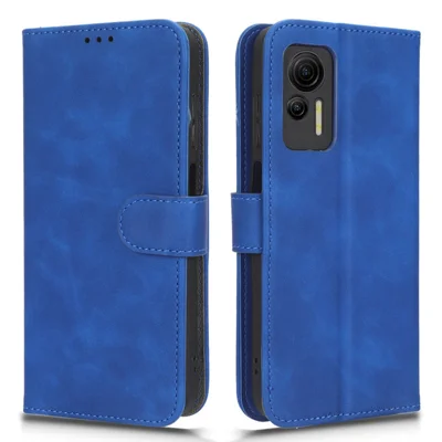 Für Ulefone Note 14 Skin-touch PU-Lederhülle, Geldbörse, Ständer, stoßfeste Handyhülle - Blau