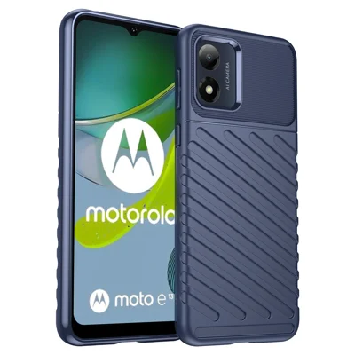 Stoßfeste Handy-Hülle für Motorola Moto E13 4G, Thunder-Serie Kratzfeste verstärkte TPU-Handyhülle - Blau