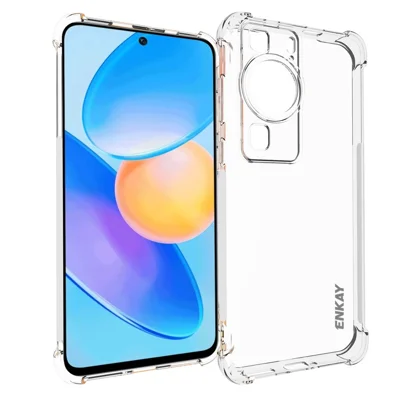 ENKAY HAT PRINCE Für Huawei P60 stoßfester klarer TPU-Handyhülle Transparentes Handygehäuse mit rutschfestem Randstreifen
