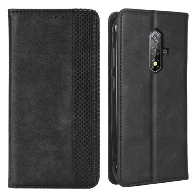 For Blackview BV5200 4G PU Leather Stand Mobile Phone Case Retro Texture Phone Case Wallet Phone Cover - Black