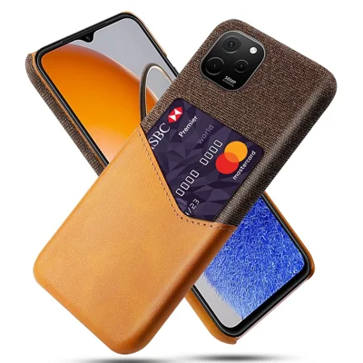 Für Huawei nova Y61 4G Kartensteckplatz Handyhülle Stofftextur Handyhülle PU-Leder beschichtete harte PC-Handyhülle - Orange