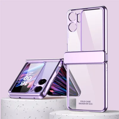 For Oppo Find N2 Flip 5G Hard PC Phone Case Magnetic Hinge Protective Cover with Small Screen Protector - Purple