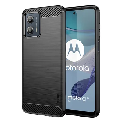 MOFI JK TPU Series-1 for Motorola Moto G53 5G Carbon Fiber Cell Phone Case Brushed TPU Back Cover - Black