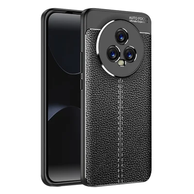 Slim TPU Phone Case for Honor Magic5 Litchi Texture Anti-Scratch Phone Cover - Black