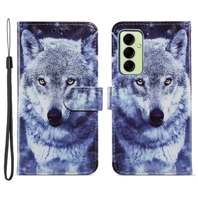 For Samsung Galaxy A14 5G / 4G PU Leather Phone Case Wallet Stand Pattern Printing Cover - Wolf