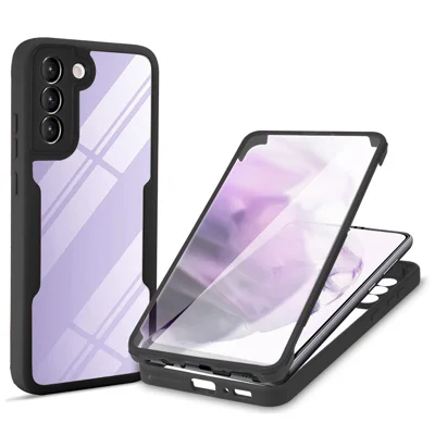 Per Samsung Galaxy S23 Custodia telefonica in acrilico+TPU trasparente con protezione per l'obiettivo della fotocamera - Nero