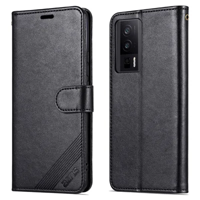 AZNS чехол-книжка из искусственной кожи для Xiaomi Poco F5 Pro 5G / Redmi K60 Pro 5G / K60 5G, с подставкой, с отделением для карт и денег, защитный чехол — черный