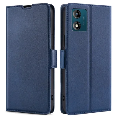 Stand Cell Phone Case for Motorola Moto E13 4G PU Leather Card Holder Protective Phone Cover - Blue