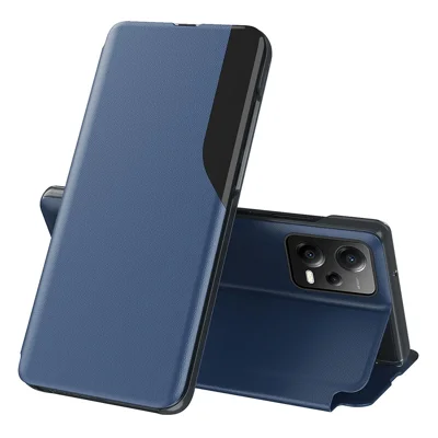 Funda tipo folio de cuero PU con tapa abatible y soporte para teléfono móvil Xiaomi Poco X5 5G / Redmi Note 12 5G (Global) / (India) / (China) - Zafiro