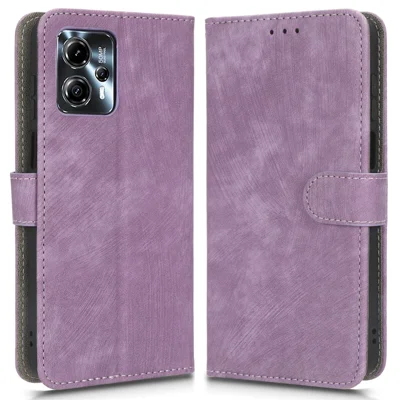 For Motorola Moto G13 4G / G23 4G Anti-Scratch Leather Phone Case Stand RFID Blocking Wallet Cover - Purple