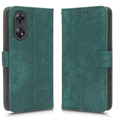For Oppo Reno8 T 4G Leather Phone Case Phone Stand RFID Blocking Wallet Cover - Green