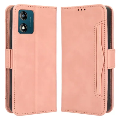 Für Motorola Moto E13 4G Smartphone Brieftasche Hülle Ständer Mehrere Kartenschlitze PU-Leder Handyhülle - Pink