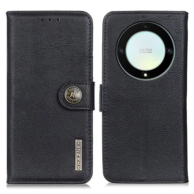 KHAZNEH For Honor X9a 5G / Magic5 Lite 5G / X40 5G Coque de protection antichoc en cuir véritable - Noir