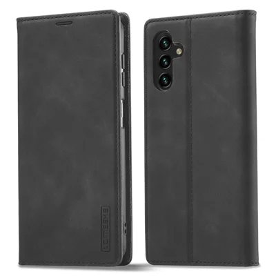 LC.IMEEKE Magnetische Sluiting Telefoonhoesje voor Samsung Galaxy A14 4G / 5G, PU Leer Hoesje met Portemonnee en Standfunctie - Zwart