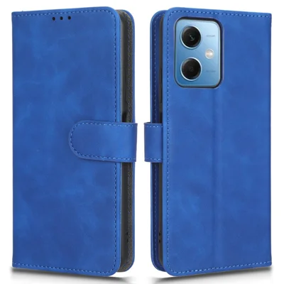 لـ Xiaomi Poco X5 5G / Redmi Note 12 5G (عالمي) / (الهند) / (الصين) غطاء جلد PU ناعم قابل للطي مع حامل ومحفظة مقاوم للسقوط - أزرق
