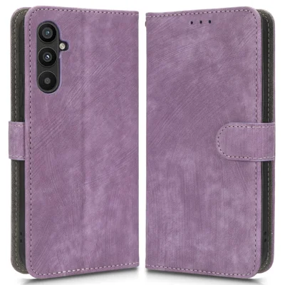 Für Samsung Galaxy A34 5G Leder-Handyhülle mit Ständer, RFID-blockierend, Wallet-Cover - Lila