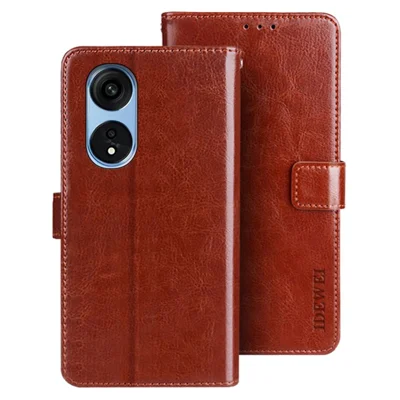 IDEWEI For Oppo Reno8 T 5G / A1 Pro 5G Stand Phone Case Folio PU Leather Anti-drop Wallet Cover - Brown