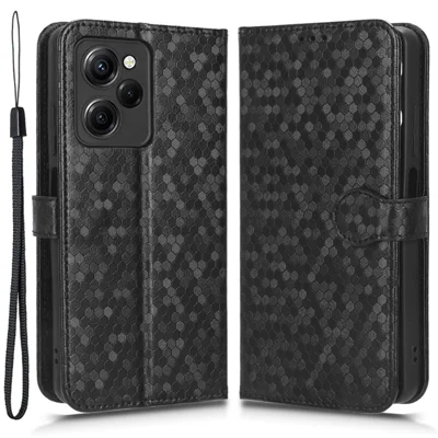 For Xiaomi Poco X5 Pro 5G / Redmi Note 12 Pro Speed 5G Pattern Imprinted Leather Wallet Stand Case - Black