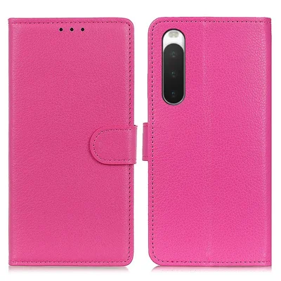 For Sony Xperia 10 V Phone Leather Case Litchi Texture Wallet Stand Mobile Phone Cover - Rose