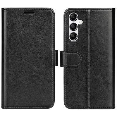 Für Samsung Galaxy A34 5G Crazy Horse Textur Case Leder Geldbörse Stand Folio Flip Cover - Schwarz