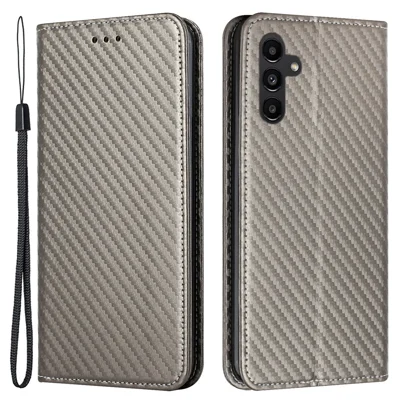 Für Samsung Galaxy A24 4G (162,1 x 77,6 x 8,3 mm) Vollständiger Schutz PU-Leder-Handyhülle Magnetische Handyhülle mit Ständer und Geldbörse – Grau