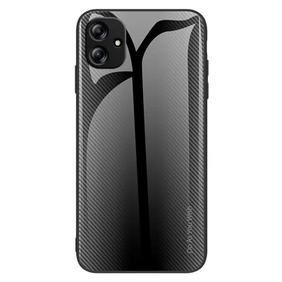 غطاء هاتف محمول لهاتف Samsung Galaxy A04e 4G / M04 4G / F04 4G، غطاء واقٍ من الزجاج المُقَسّى + مادة TPU - أسود