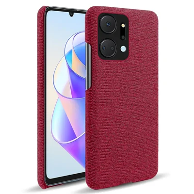 Voor Honor X7a 5G Stoffen Beklede PC Telefoonhoes Effen Kleur Krasbestendige Harde Hoes - Rood