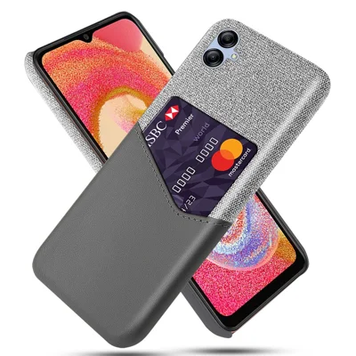 Für Samsung Galaxy A04e 4G / F04 4G / M04 4G Kartenschlitz Handyhülle Stoffstruktur PU-Leder+PC Handyhülle - Grau