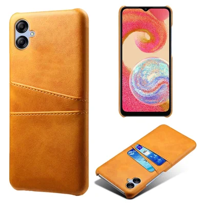 Für Samsung Galaxy A04e 4G / M04 4G / F04 4G Smartphone Cover mit zwei Kartenfächern, PC+PU-Leder-Handyhülle - Orange