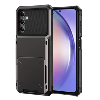 Pour Samsung Galaxy A54 5G Coque de téléphone portable en TPU + PC Porte-cartes Flip Coque de protection - Noir