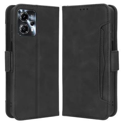 For Motorola Moto G13 4G / G23 4G PU Leather Phone Protective Cover Multiple Card Slots Anti-drop Stand Wallet Case - Black