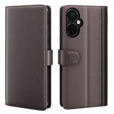 For OnePlus Nord CE 3 Lite 5G / Nord N30 5G Case Genuine Split Leather Phone Cover with Wallet Stand - Brown
