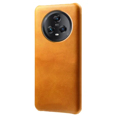 Cell Phone Case for Honor Magic5 , Calf Texture Anti-drop Leather Coated PC Phone Cover - Orange