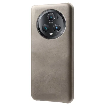 For Honor Magic5 Pro Calf Texture Phone Case Leather Coated PC Phone Cover - Grey