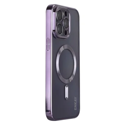 ENKAY HAT PRINCE voor iPhone 14 Pro magnetische telefoonhoes met lensbescherming, electroplated TPU-cover compatibel met MagSafe - Paars