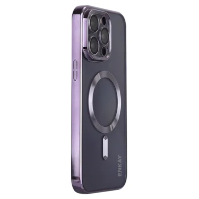 ENKAY HAT PRINCE voor iPhone 13 Pro Max, magnetische telefoonhoes met elektrolytische bekleding en lensbescherming, TPU-hoes - Paars
