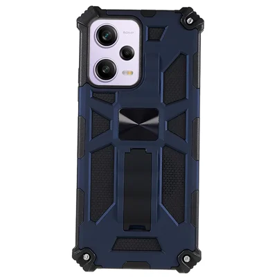 لـ Xiaomi Redmi Note 12 5G (عالمي) / (الهند) / (الصين) / Poco X5 5G غطاء هاتف بحامل مدمج غطاء هاتف من مادة PC+TPU - أزرق