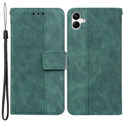 Für Samsung Galaxy A04e 4G / F04 4G / M04 4G Bedruckter Handyhülle PU-Leder-Geldbörse Stoßfeste Ständerhalterung mit Handgriff - Grün