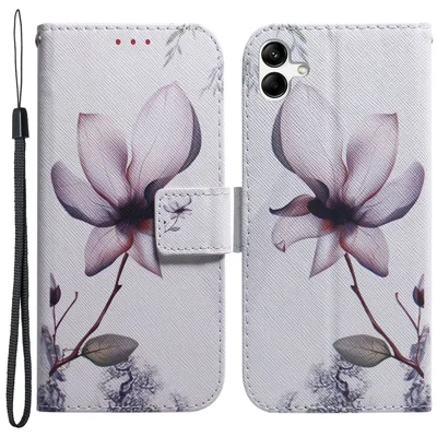 Für Samsung Galaxy A04e 4G / F04 4G / M04 4G PU-Leder-Case mit Ständer, Brieftasche, Klapp-Handyhülle - Rosa Blume
