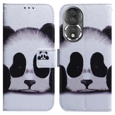 For Honor 80 5G PU Leather Stand Phone Case Pattern Printing Anti-drop Wallet Cover - Panda