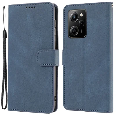 For Xiaomi Redmi Note 12 Pro 5G / Note 12 Pro Speed 5G / Poco X5 Pro 5G PU Leather Stand Wallet Cover with Strap - Blue