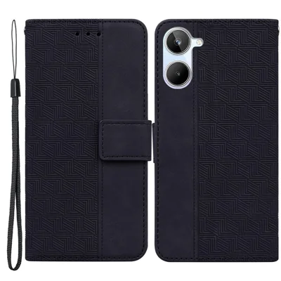 Funda de teléfono billetera con soporte y correa para Realme 10 4G - Negro