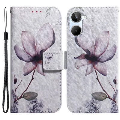 Caja de teléfono anti-caída para Realme 10 4G Funda de cuero PU Protector de teléfono tipo cartera - Flor rosa