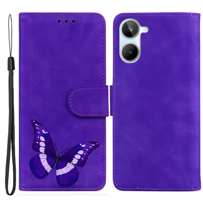 Funda de Cartera para Teléfono con Diseño de Mariposa para Realme 10 4G - Púrpura