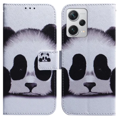 Pour Xiaomi Redmi Note 12 Pro+ 5G Étui portefeuille antichoc avec impression de motif PU Cuir Support Étui de téléphone - Panda