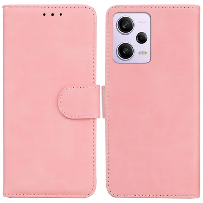 For Xiaomi Redmi Note 12 Pro 5G / Note 12 Pro Speed 5G / Poco X5 Pro 5G Leather Flip Phone Case Solid Color Wallet Cover Stand - Pink