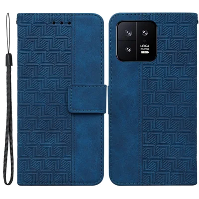 Für Xiaomi 13 5G Stoßfestes Handyhülle mit Ständer Geprägtes Flip-Leder-Handyhülle mit Geldbörse - Blau