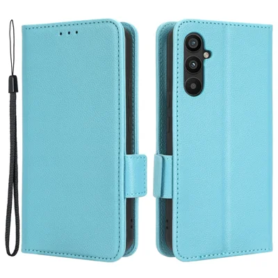 For Samsung Galaxy A24 4G (162.1 x 77.6 x 8.3mm) PU Leather Phone Case Litchi Texture Wallet Stand Protective Phone Cover - Baby Blue